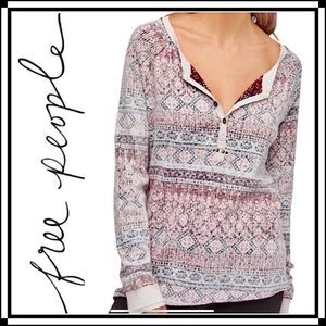 EUC! We the Free by Free People Fair Isle Reindeer Thermal Henley, medium